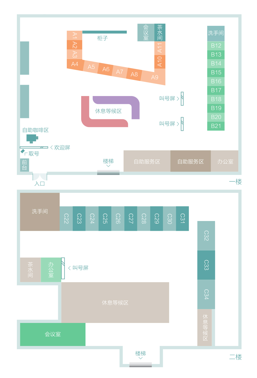 四平路校区大厅工位分布及联系方式